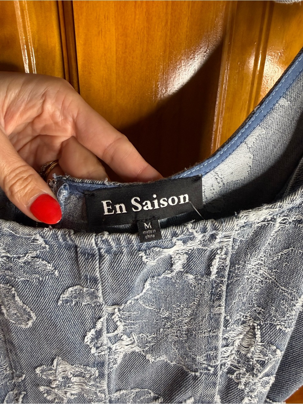 En Saison Blue Floral Midi Dress with White Lace Print - Picture 7 of 11